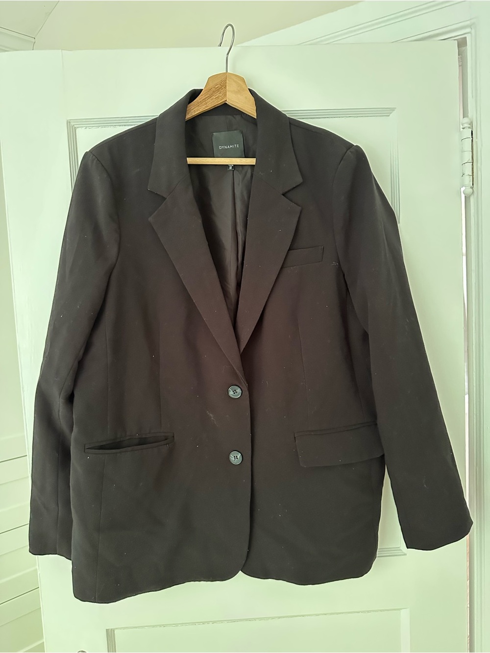 Dynamite Black Blazer with Deep Burgundy Lining
